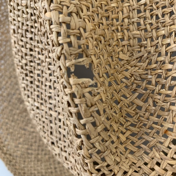 Quality Straw wide brim fedora hat with plaid band size medium - Picture 2 of 5